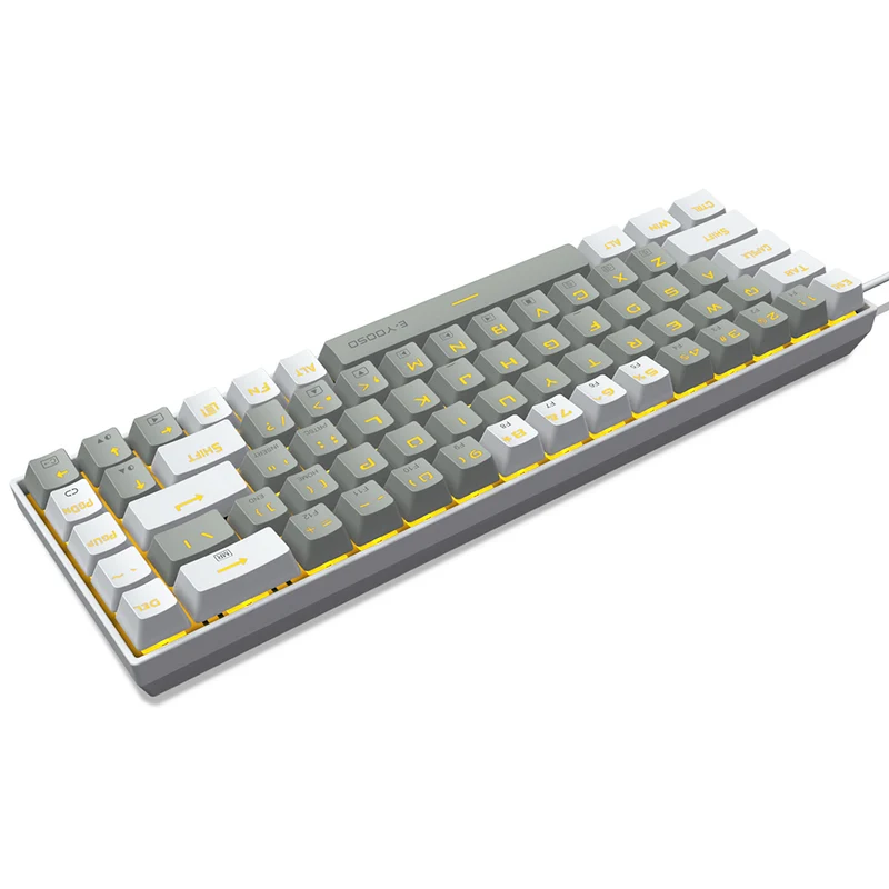E-Yooso Z-686 Yellow Single Light 68 Keys Hot-Swappable Wired Mechanical Keyboard Grey/White (Red Switch)
