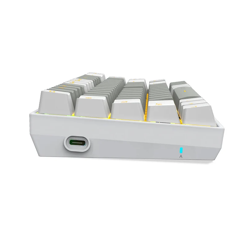 E-Yooso Z-686 Yellow Single Light 68 Keys Hot-Swappable Wired Mechanical Keyboard Grey/White (Red Switch)