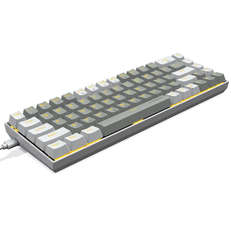 E-Yooso Z-686 Yellow Single Light 68 Keys Hot-Swappable Wired Mechanical Keyboard Grey/White (Red Switch)