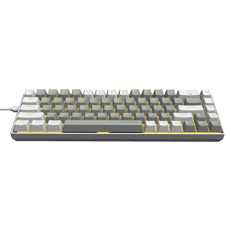 E-Yooso Z-686 Yellow Single Light 68 Keys Hot-Swappable Wired Mechanical Keyboard Grey/White (Red Switch)