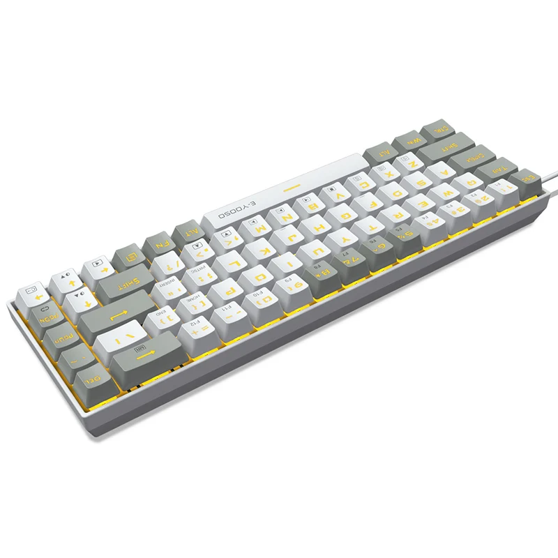 E-Yooso Z-686 Yellow Single Light 68 Keys Hot-Swappable Wired Mechanical Keyboard White/Grey