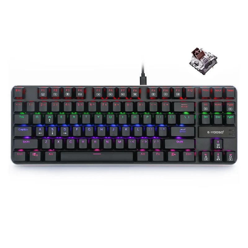 E-Yooso K-630 RGB 87 Keys Wired Mechanical Keyboard Black