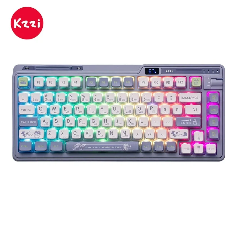 KZZI K75 Pro Tri-Mode RGB 82 Keys Hot-Swappable Mechanical Keyboard Knight Gray (Eternity Tactile Switch)