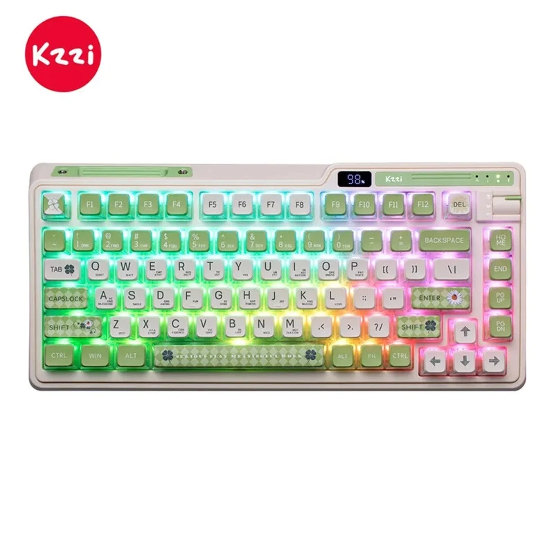 KZZI K75 Pro Tri-Mode RGB 82 Keys Hot-Swappable Mechanical Keyboard Lemon Green (Moment Linear Switch)