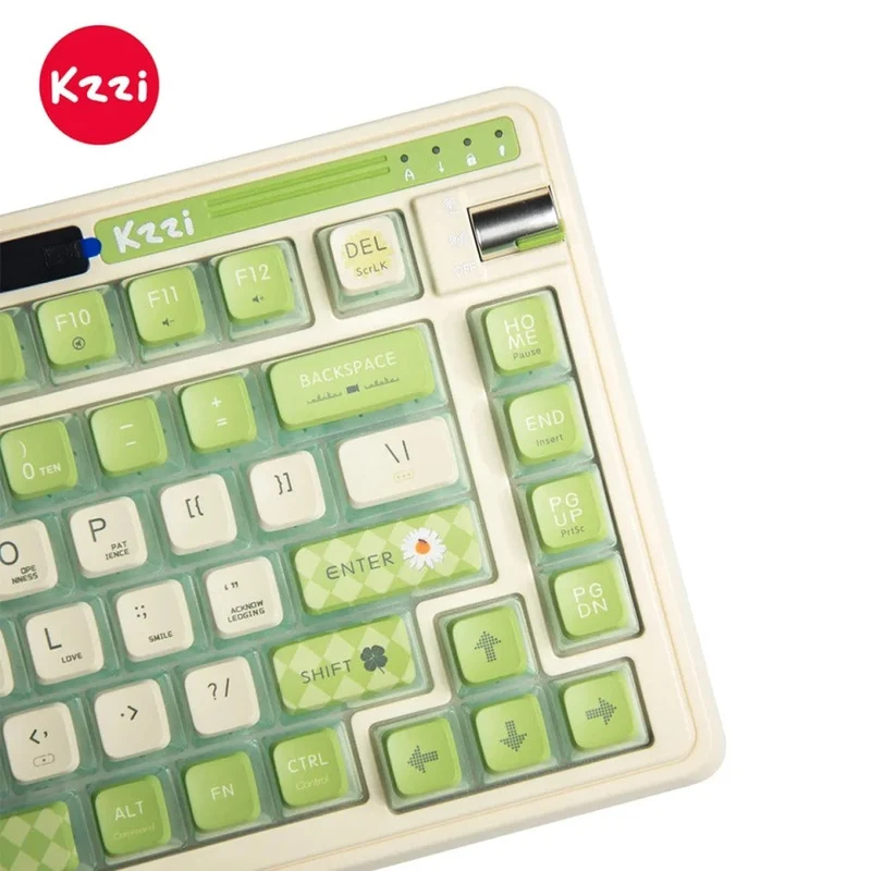 KZZI K75 Pro Tri-Mode RGB 82 Keys Hot-Swappable Mechanical Keyboard Lemon Green (Moment Linear Switch)