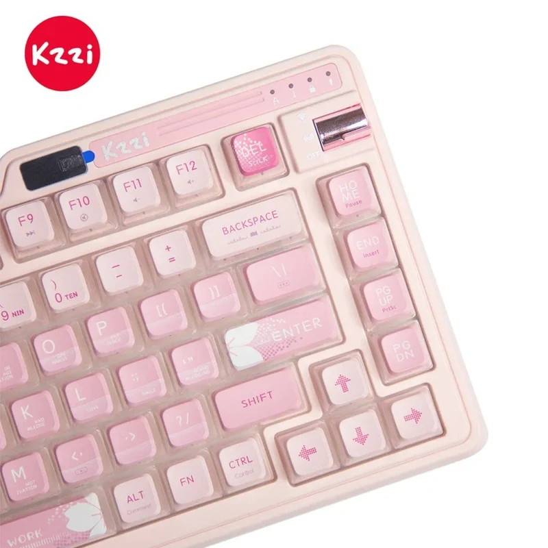 KZZI K75 Pro Tri-Mode RGB 82 Keys Hot-Swappable Mechanical Keyboard Sakura Pink (Eternity Tactile Switch)