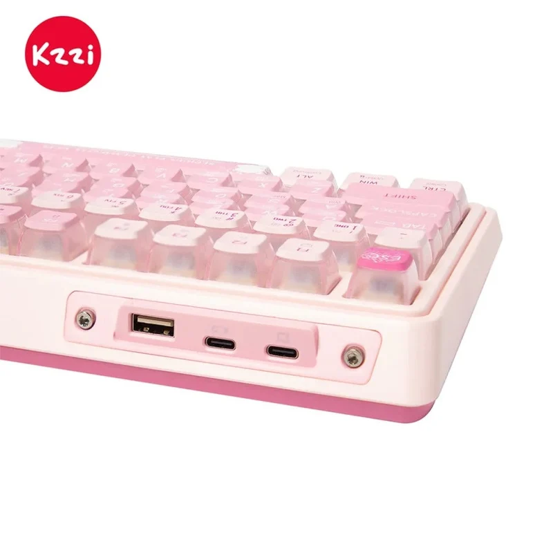 KZZI K75 Pro Tri-Mode RGB 82 Keys Hot-Swappable Mechanical Keyboard Sakura Pink (Eternity Tactile Switch)
