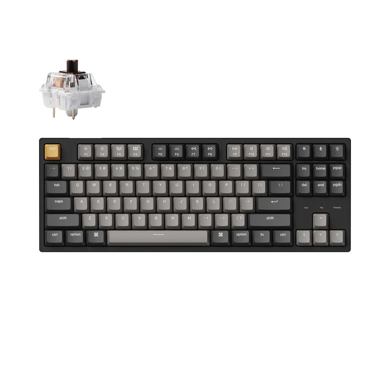 Keychron C1 Pro QMK/Via White Backlight TKL Wired Mechanical Keyboard (K Pro Brown Switch) (C1P-A3)