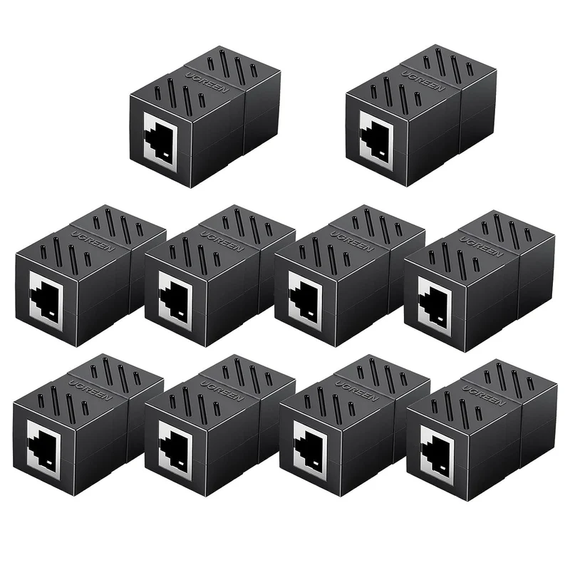 UGreen RJ45 Ethernet Cable Extender Adapter - 10 Pcs (Black) (NW114/30718)