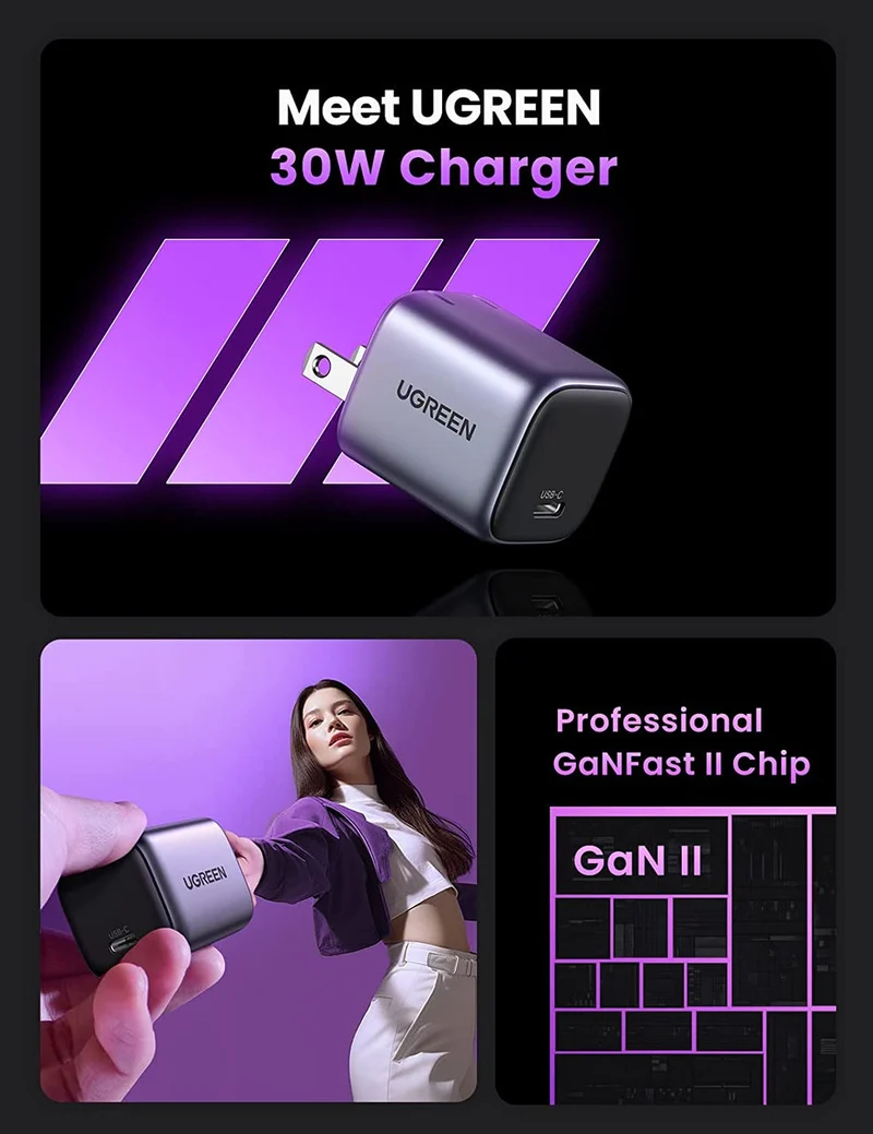 UGreen Nexode Mini 30w USB-C PD GAN Tech Fast Charger (Space Grey) (CD319/90901)