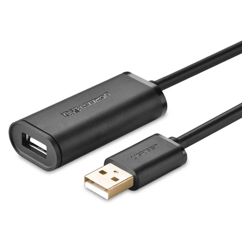UGreen USB 2.0 Active Extension Cable With Chipset - 5m (Black) (US121/10319)