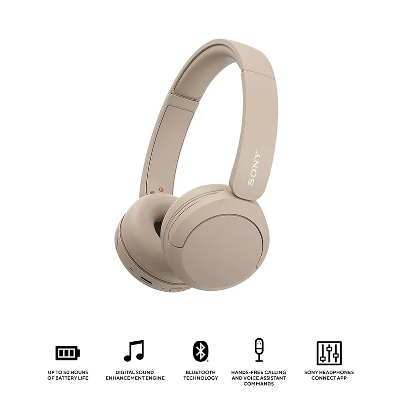 Sony WH-CH520 Wireless Headphones (Blue, Beige, Black, Pink, Yellow)