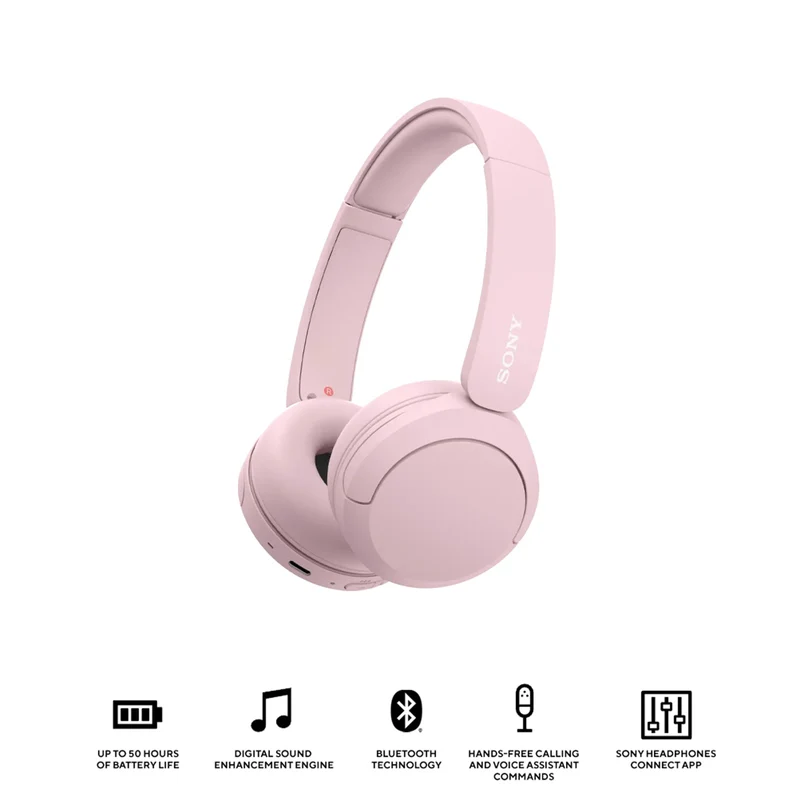 Sony WH-CH520 Wireless Headphones (Blue, Beige, Black, Pink, Yellow)