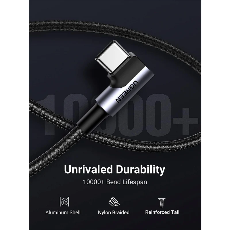 UGreen Right Angle USB-A to USB-C Data Cable - 1M (Space Gray) (US284/50941)