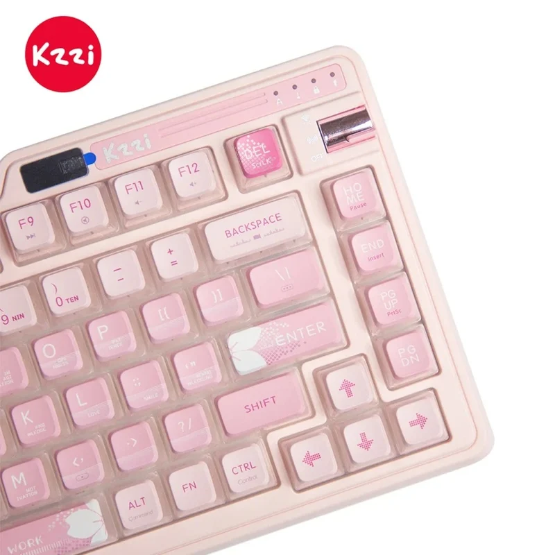 KZZI K75 Pro Tri-Mode RGB 82 Keys Hot-Swappable Mechanical Keyboard Sakura Pink (Moment Linear Switch)