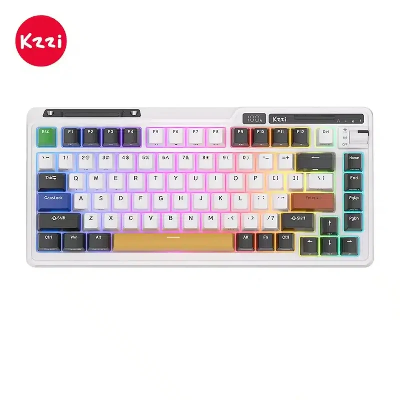KZZI K75 Pro Tri-Mode RGB 82 Keys Hot-Swappable Mechanical Keyboard Arcade Games (Moment Linear Switch)