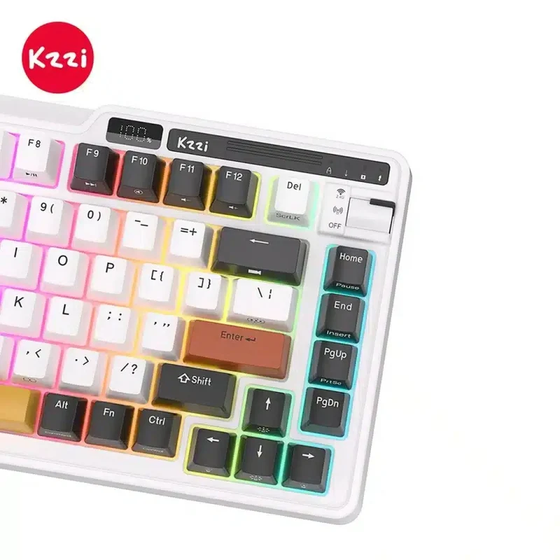 KZZI K75 Pro Tri-Mode RGB 82 Keys Hot-Swappable Mechanical Keyboard Arcade Games (Moment Linear Switch)