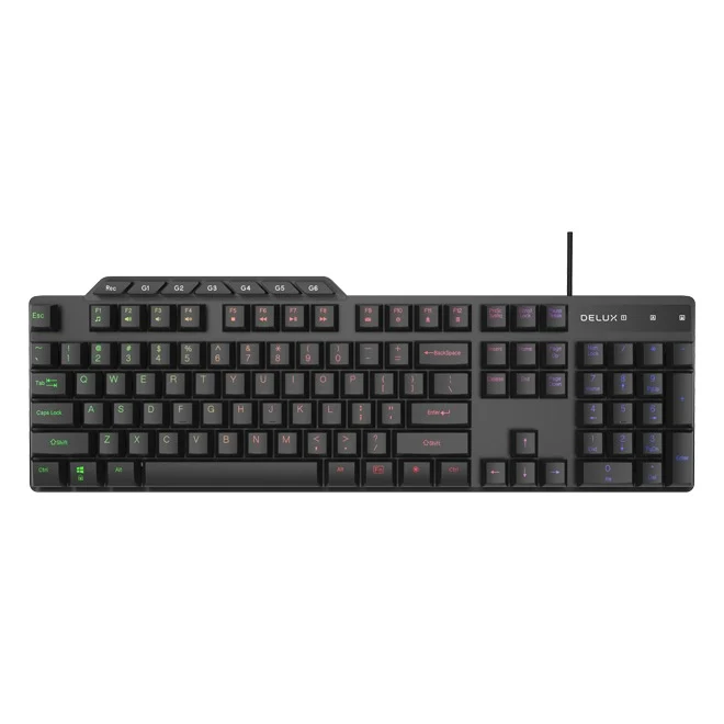Delux K9800U 104-Keys Membrane Wired Gaming Keyboard + Delux M588BU 6-Buttons Wired Gaming Mouse Combo (Black)