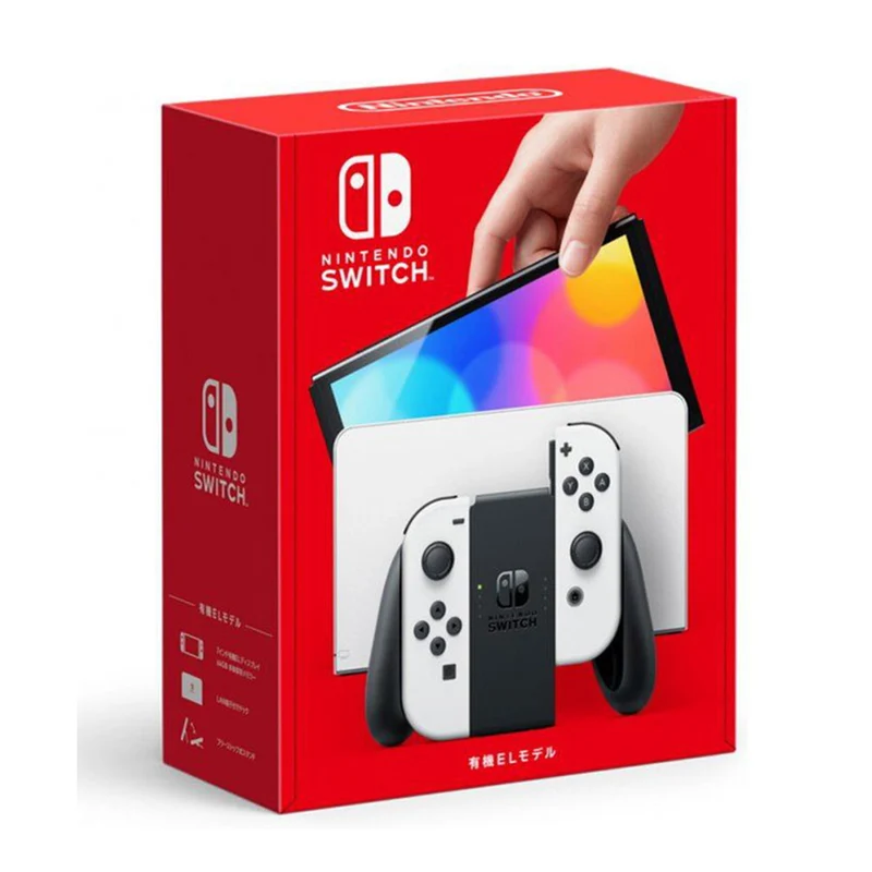 Nintendo Switch Console With White Joycon (OLED Model) + NSW DOBE Glass Film For N-S Oled (TNS-1156) Bundle