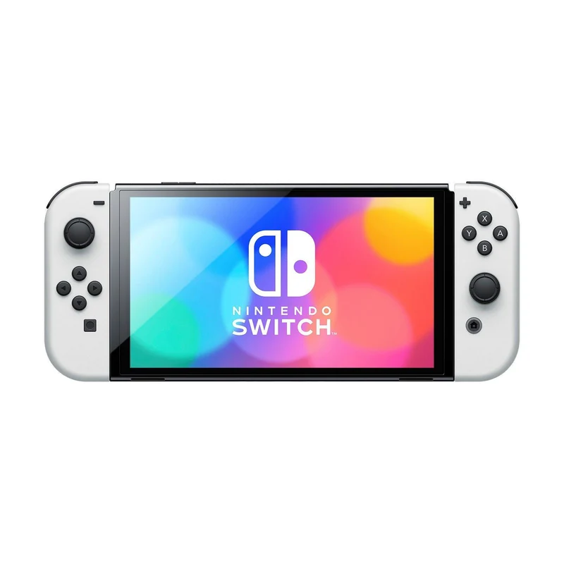 Nintendo Switch Console With White Joycon (OLED Model) + NSW DOBE Glass Film For N-S Oled (TNS-1156) Bundle