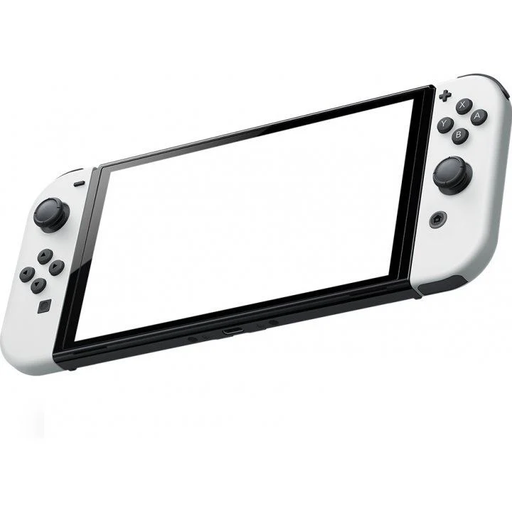 Nintendo Switch Console With White Joycon (OLED Model) + NSW DOBE Glass Film For N-S Oled (TNS-1156) Bundle
