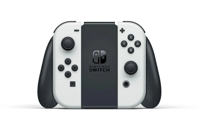 Nintendo Switch Console With White Joycon (OLED Model) + NSW DOBE Glass Film For N-S Oled (TNS-1156) Bundle