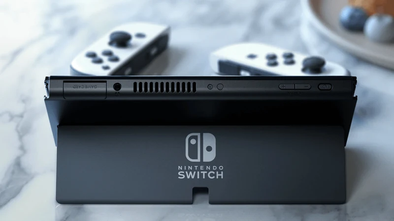 Nintendo Switch Console With White Joycon (OLED Model) + NSW DOBE Glass Film For N-S Oled (TNS-1156) Bundle