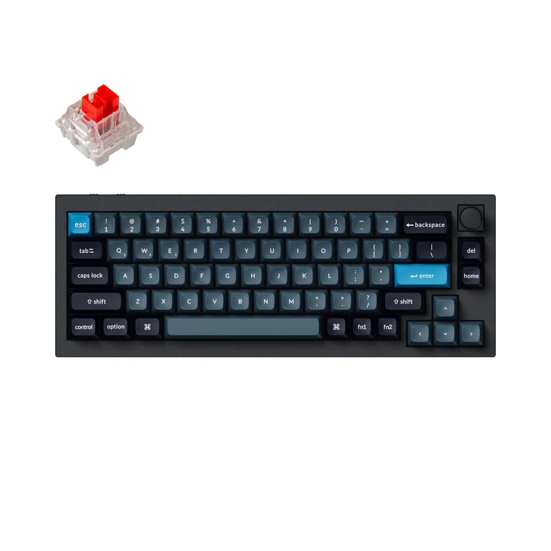 Keychron Q2 Pro QMK/Via Knob Version Hot-Swappable RGB Backlight Wireless Custom Mechanical Keyboard - Carbon Black (K Pro Red Switch) (Q2P-M1)