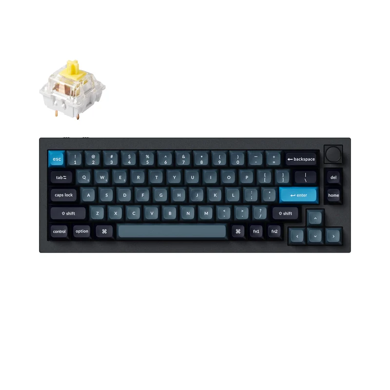 Keychron Q2 Pro QMK/Via Knob Version Hot-Swappable RGB Backlight Wireless Custom Mechanical Keyboard - Carbon Black (K Pro Banana Switch) (Q2P-M4)