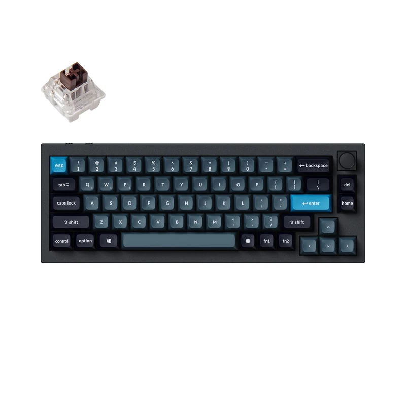 Keychron Q2 Pro QMK/Via Knob Version Hot-Swappable RGB Backlight Wireless Custom Mechanical Keyboard - Carbon Black (K Pro Brown Switch) (Q2P-M3)