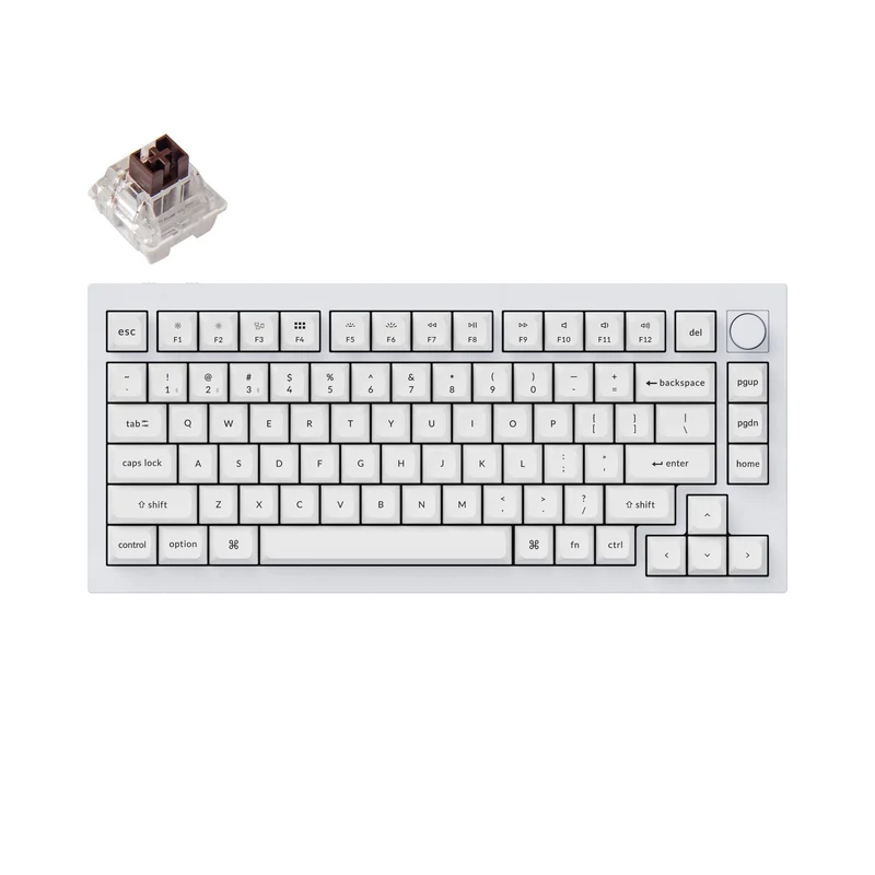 Keychron Q1 Pro QMK/Via Fully Assembled Knob SE Hot-Swappable Wireless Custom Mechanical Keyboard - Shell White (K Pro Brown Switch) (Q1P-P3W)