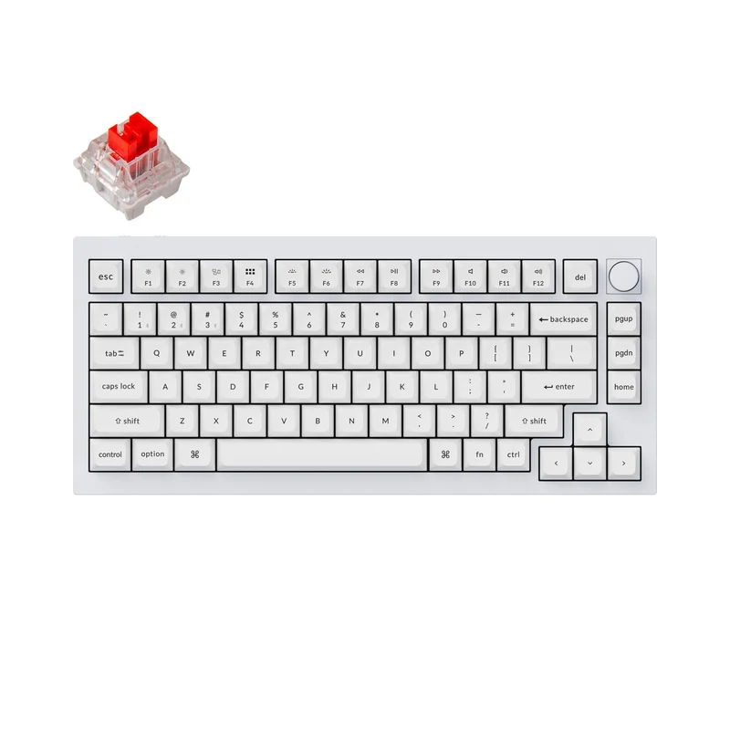 Keychron Q1 Pro QMK/Via Fully Assembled Knob SE Hot-Swappable Wireless Custom Mechanical Keyboard - Shell White (K Pro Red Switch) (Q1P-P1W)