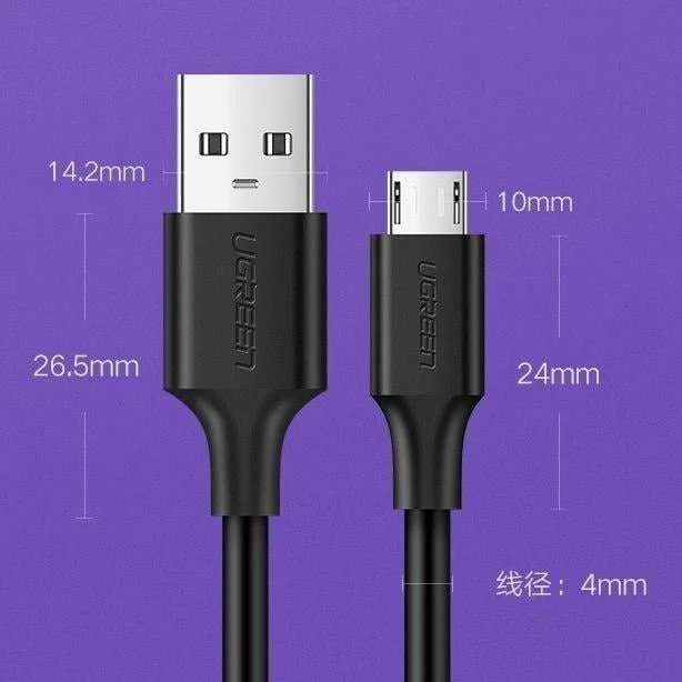 UGreen USB 2.0 a To Micro USB Cable Nickel Plating - 1.5m (Black) (US289/60137)