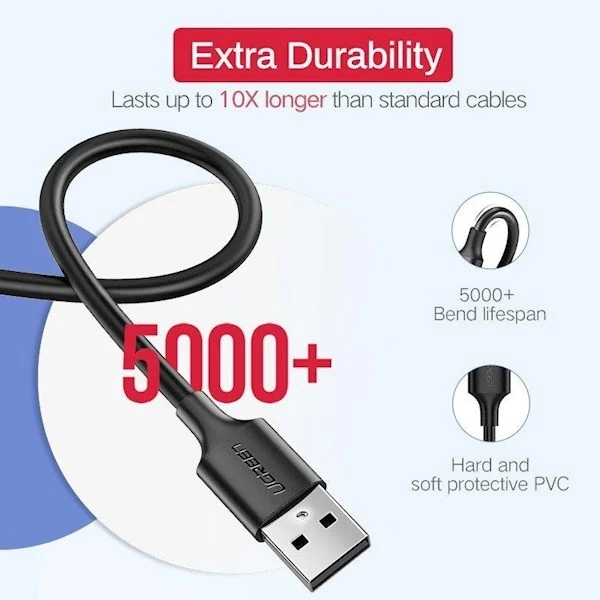 UGreen USB 2.0 a To Micro USB Cable Nickel Plating - 1.5m (Black) (US289/60137)
