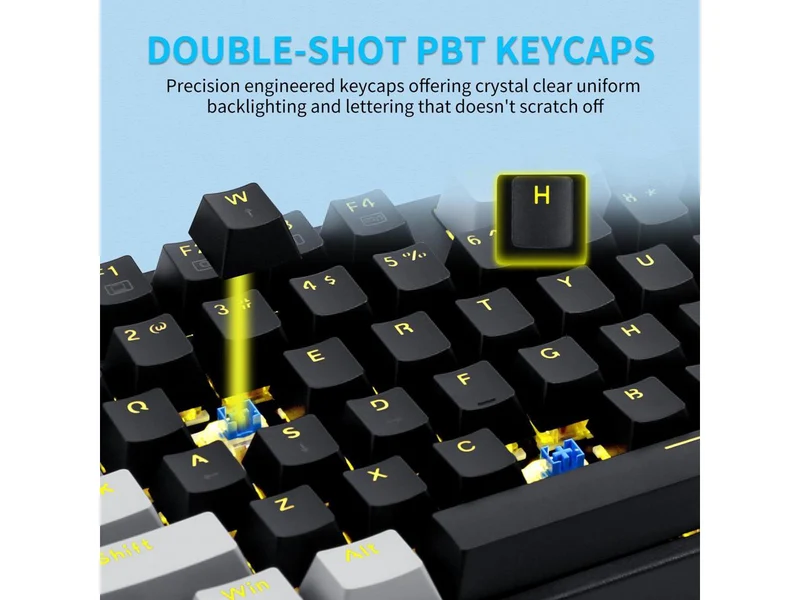 E-Yooso Z-87 Yellow Single Light 87 Keys Wired Mechanical Keyboard Black/Grey (Blue Switch)