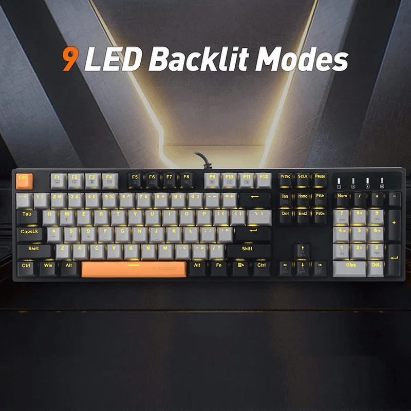 E-Yooso Z-14 Single Light 104 Keys Mechanical Keyboard Grey/Black (Red Switch)