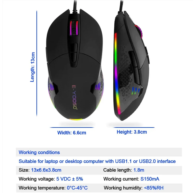 E-Yooso X-6 RGB Wired Gaming Mouse (Black)