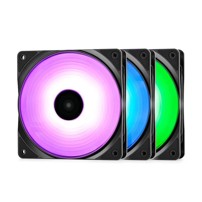 Deepcool RF120 3-IN-1 3X120MM Hydro Bearing 500-1500RPM PWM Control With Cable Controller High Brightness RGB LED Fans (DP-FRGB-RF120-3C)