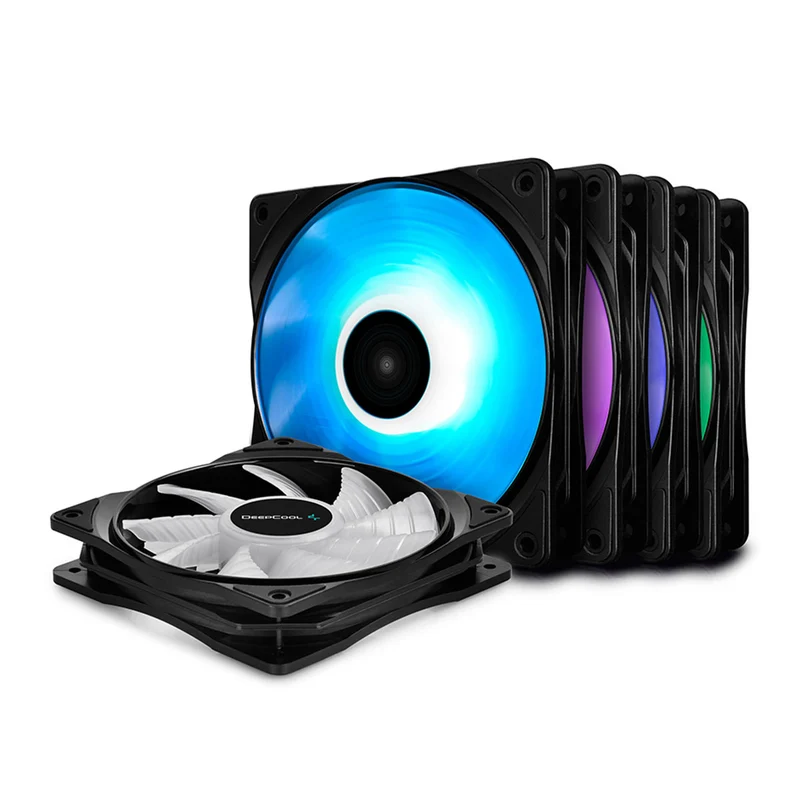 Deepcool RF 120M 5-IN-1 5X120MM Hydro Bearing 500-1500RPM PWM Control With Cable Controller High Brightness RGB LED Fans (DP-FRGB-RF120-5C-M)
