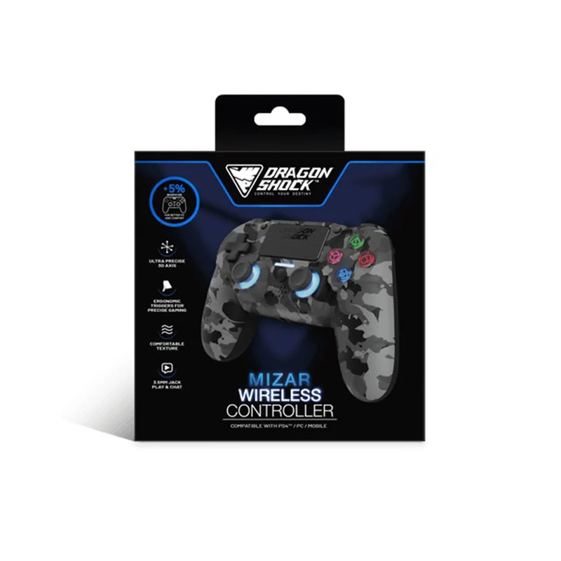 Dragonwar Dragon Shock Mizar Wireless Controller Compatible For PS4/PC/Mobile (Camo Gray) (DSCPS4-GC)