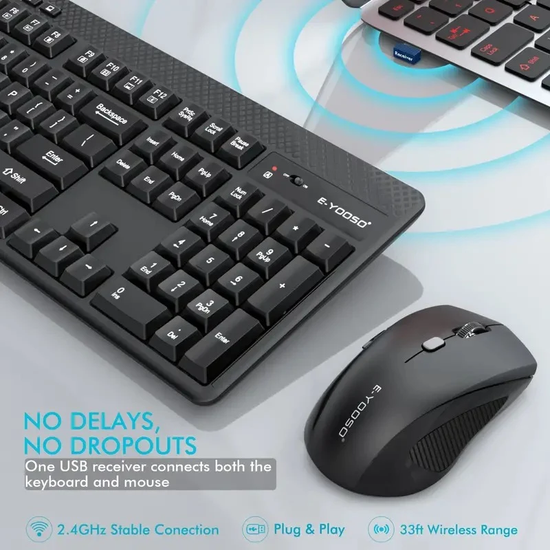 E-Yooso E-777 Wireless Keyboard & Mouse Combo (Black)