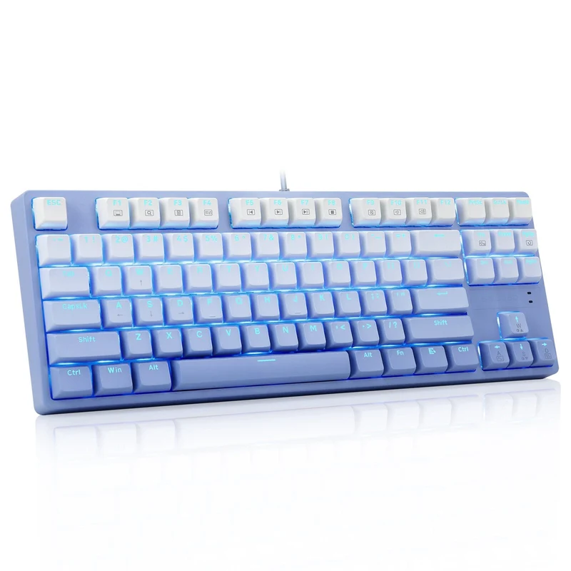 E-Yooso Z-87 Ice Blue Single Light 87 Keys Wired Mechanical Keyboard Blue/White (Gradient Blue)(Red Switch, Blue Switch)