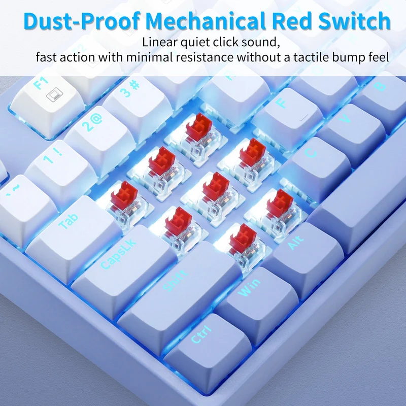 E-Yooso Z-87 Ice Blue Single Light 87 Keys Wired Mechanical Keyboard Blue/White (Gradient Blue)(Red Switch, Blue Switch)