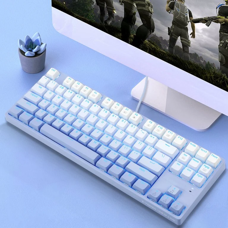 E-Yooso Z-87 Ice Blue Single Light 87 Keys Wired Mechanical Keyboard Blue/White (Gradient Blue)(Red Switch, Blue Switch)