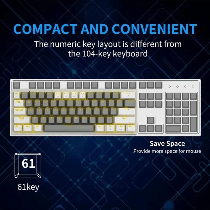 E-Yooso Z-11 RGB 61 Keys Hot Swappable Mechanical Keyboard Grey/White (Red Switch)