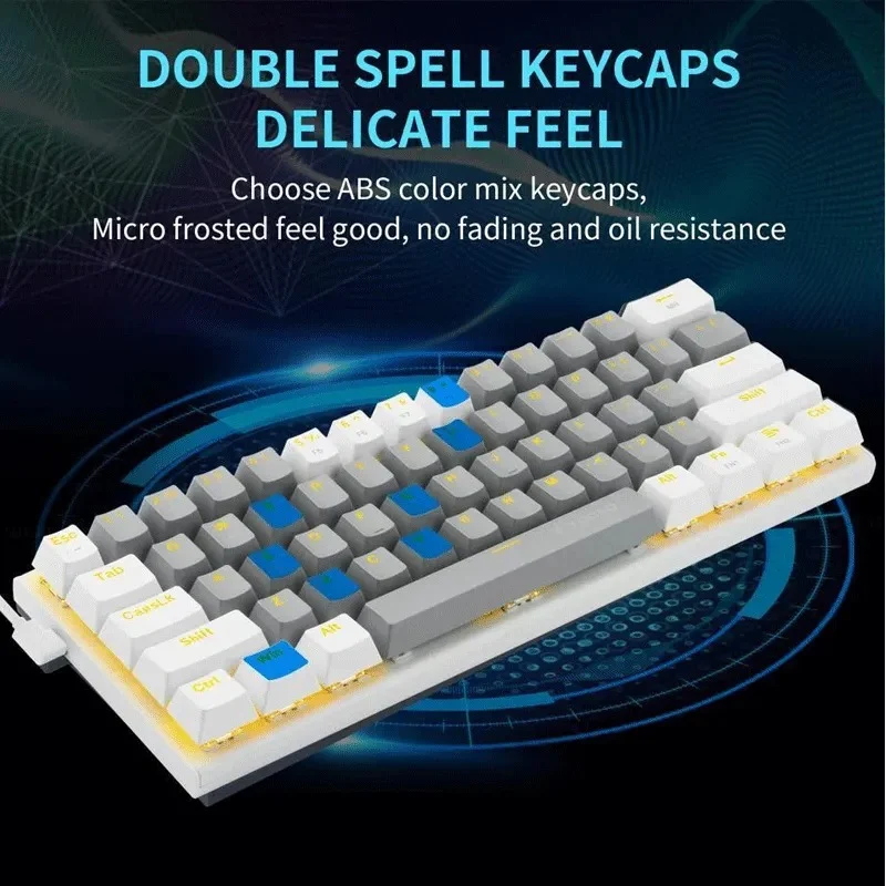 E-Yooso Z-11 RGB 61 Keys Hot Swappable Mechanical Keyboard Grey/White (Red Switch)