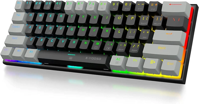 E-Yooso Z-11 RGB 61 Keys Hot Swappable Mechanical Keyboard Black/Grey (Blue Switch)