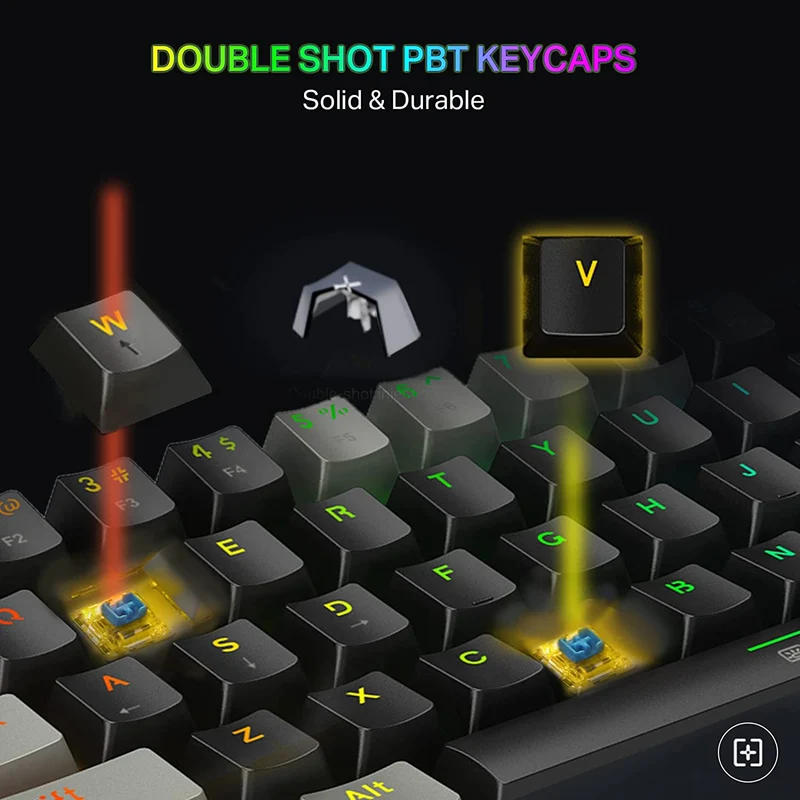 E-Yooso Z-11 RGB 61 Keys Hot Swappable Mechanical Keyboard Black/Grey (Blue Switch)