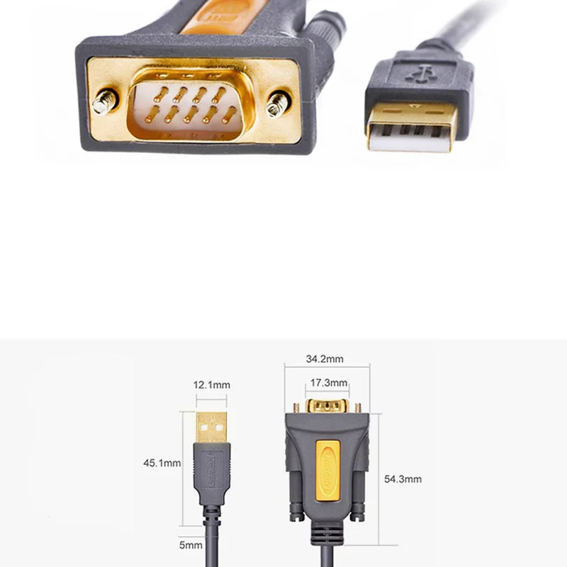 UGreen USB 2.0 A TO DB9 RS-232 male adapter cable - 3m (Black) (CR104/20223)