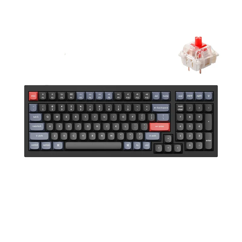 Keychron Q5 QMK Fully Assembled Hot-Swappable RGB Backlight Wired Mechanical Keyboard - Carbon Black (Gateron G Pro Red Switch) (Q5-C1)